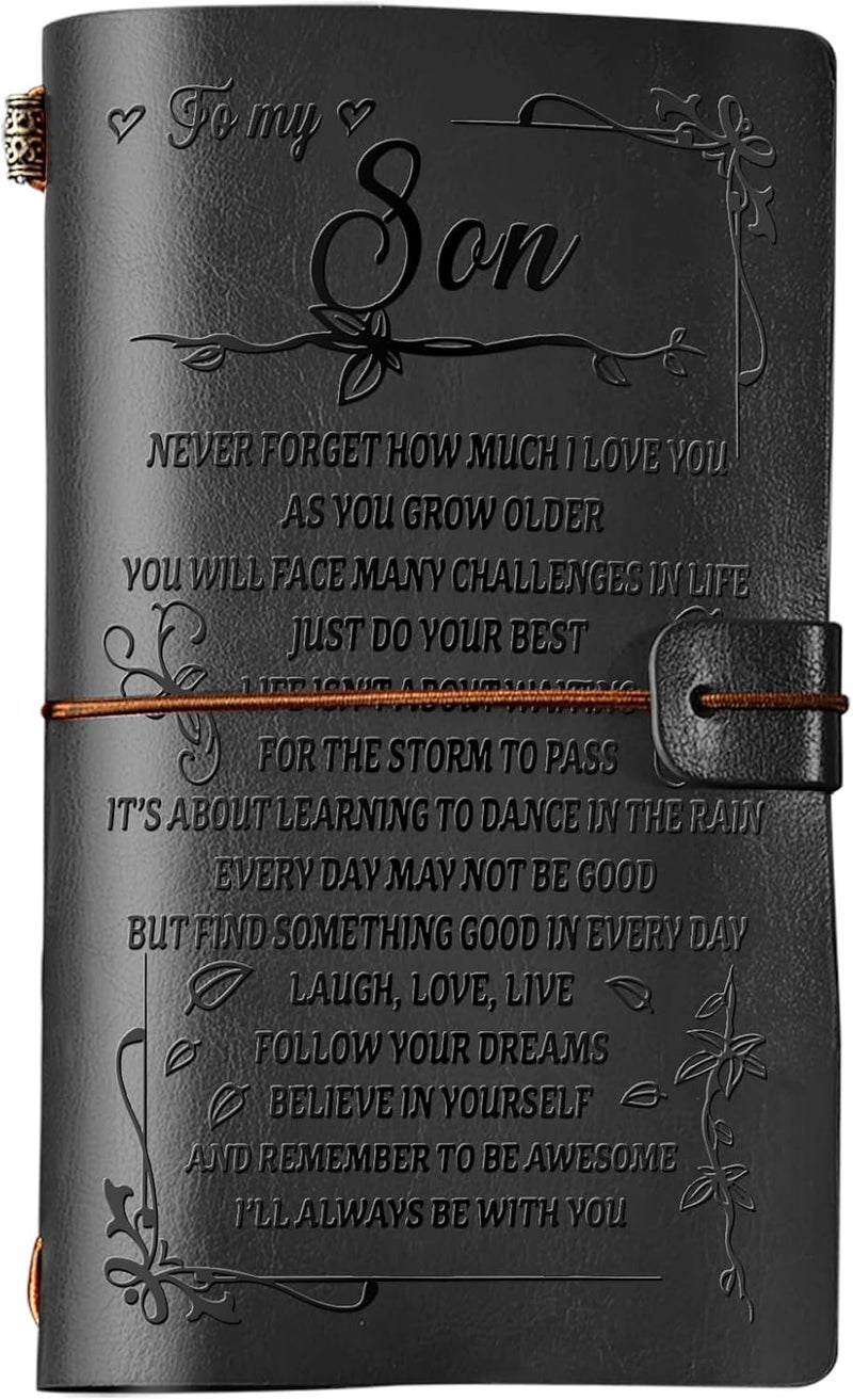 PRSTENLY Gifts for Son Leather Journal, to My Son Gifts 140 Page Refillable Journal Notebook, Birthday Christmas Gift for Sons from Mom Dad - Image 1